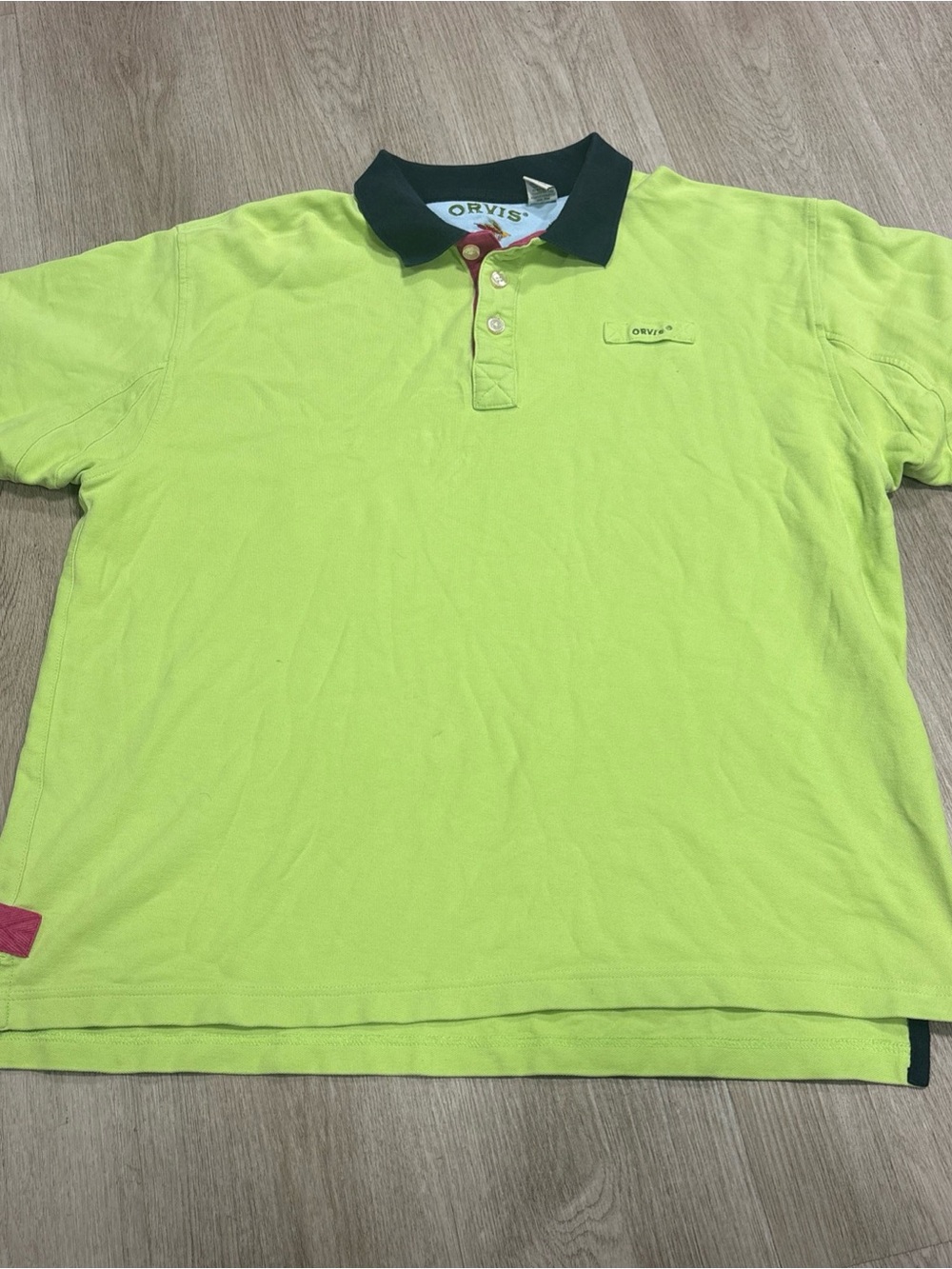 Orvis Fly Fishing Mens Heavy Knit Polo Shirt Lime Green  Size XL Hiking Used